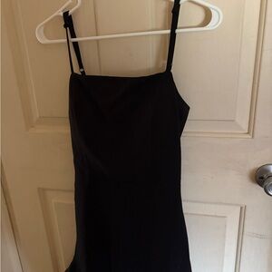 Black Sleeveless Spaghetti Strap Slip Dress